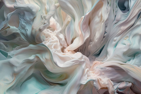 abstract background of blue and beige paint mixing on white paperの素材