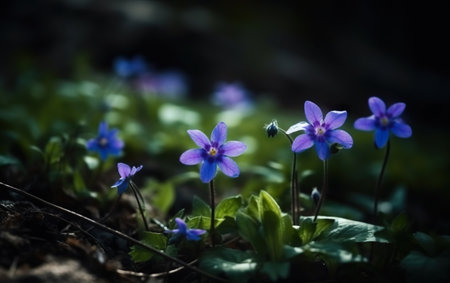 Violet flowers in the forest. early spring in the forest.の素材