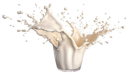 Splash of milk isolated on white background. 3d rendering.の素材