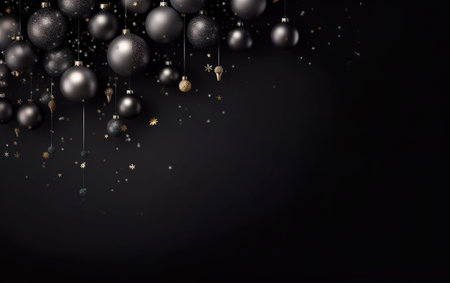 New Year banner with Christmas balls. AI, Generative AIの素材