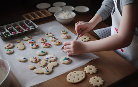 Preparing Christmas cookies. AI, Generative AIの素材