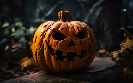 Jack O Lantern halloween pumpkin. AI, Generative AIの素材