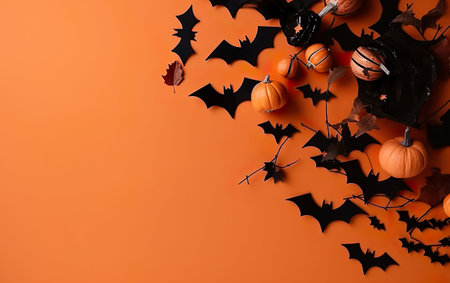 Happy halloween holiday concept. Halloween decoration. AI, Generative AIの素材