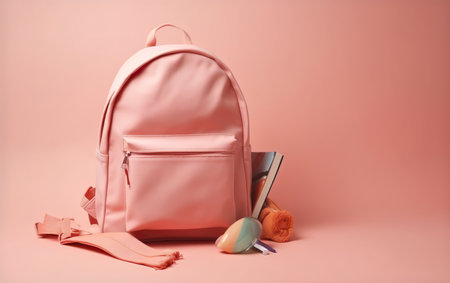 Back to school concept. Backpack with school supplies. AI, Generative AIの素材