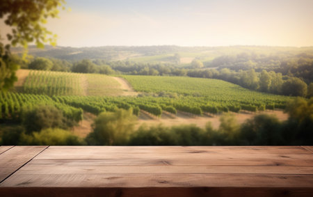 An empty wooden table for product display. AI, Generative AIの素材