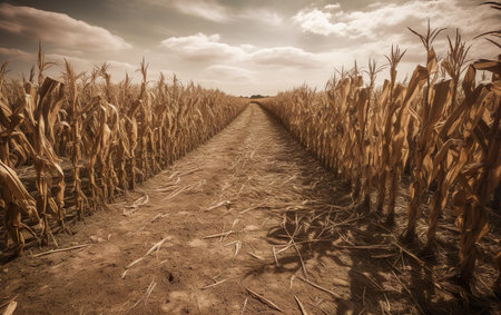 Drought in a cornfield. AI, Generative AIの素材