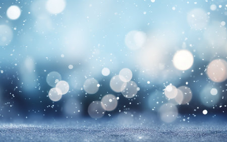 Christmas winter background with snow and blurred bokeh. AI, Generative AIの素材