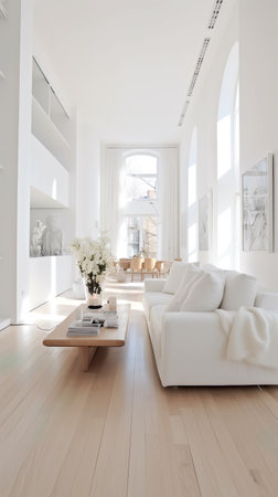 beautiful white apartment interiorの素材