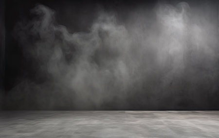 Fog and mist effect on black background. Smoke textureの素材