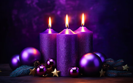 Four Purple Candles With Mystery Lightsの素材