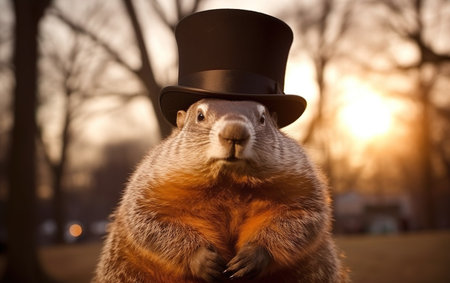 Punxsutawney Phil the famous groundhogの素材