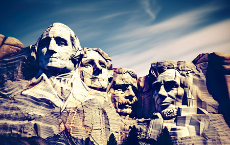 Happy Presidents Day card with Rushmore four presidentの素材