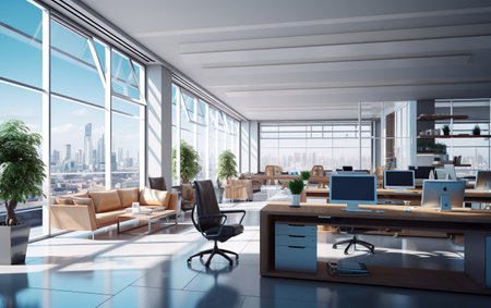 Modern office interior. 3d illustrationの素材