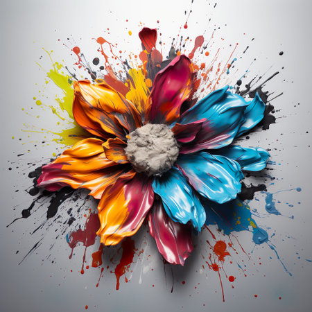Colorful flower with a white backgroundの素材