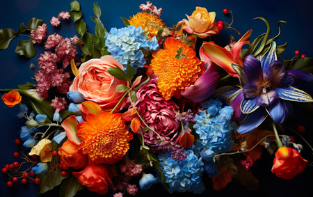 Beautiful vivid colorful mixed flower bouquetの素材