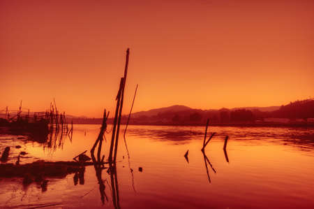 Sunset on the Nile River, Egypt.の写真素材
