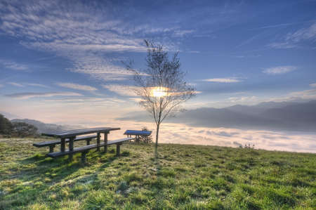 Sunrise from fog.