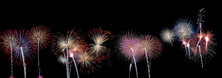 Panoramic view of fireworks.の写真素材