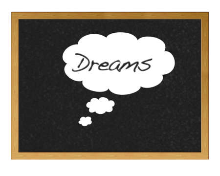 Blackboard with the word written dreams.