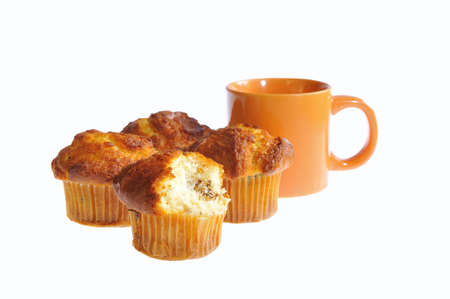 Home made muffins isolated on white background.の写真素材