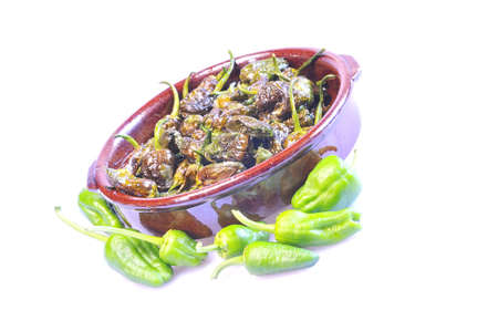 Typical green peppers of Padrun in Galicia, Spain 