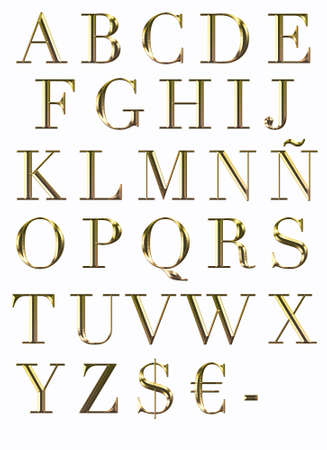 Illustration with abc in gold on white background の写真素材
