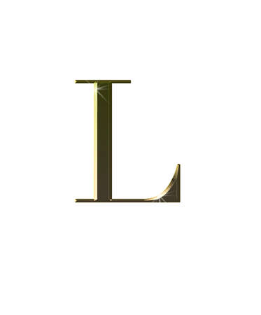 Illustration with L in gold on white background の写真素材
