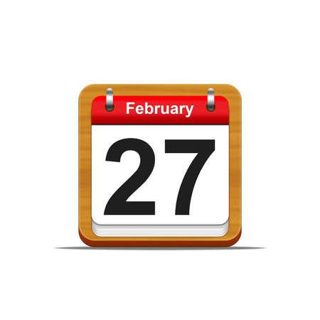 Illustration elegant wooden calendar on white background の写真素材