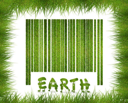 Illustration with a green barcode in grass の写真素材