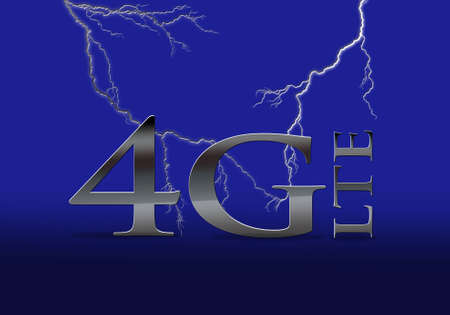 Illustration with phrase 4G LTE on blue background の写真素材