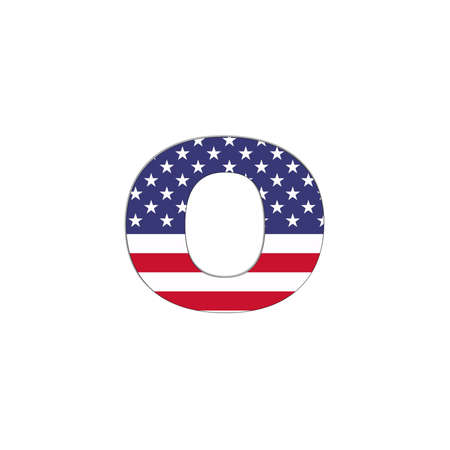 Illustration with letter O USA Abc flag on white background の写真素材