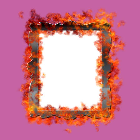 Illustration with a burn frame on pink backbround の写真素材