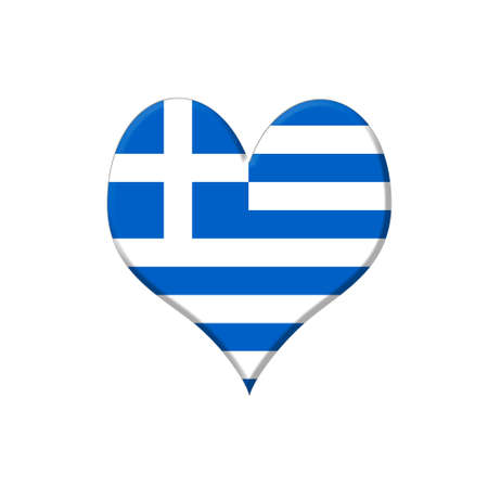 Illustration with a Greece heart on white background の写真素材