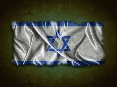 Illustration with a vintage Israel flag on green background の写真素材