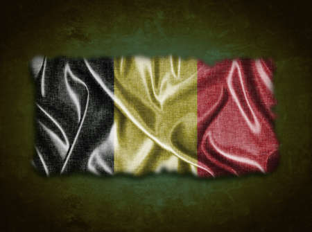 Illustration with a vintage Belgium flag on green background の写真素材