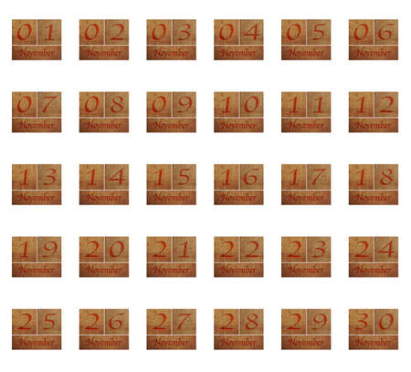 Illustration with a wooden calendar of novemberの写真素材