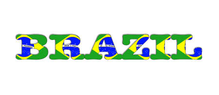 Illustration with a Brazil flag on white background の写真素材