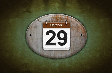 Illustration old wooden calendar with October 29 の写真素材