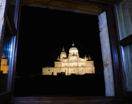 Night view of  Salamanca cathedral in Spain の写真素材