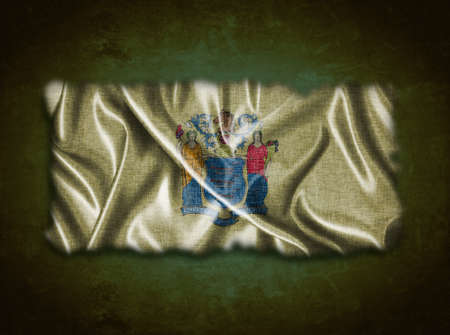 Illustration with a vintage New Jersey flag on green background の写真素材