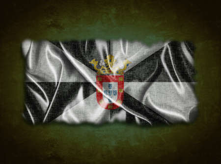 Illustration with a vintage Ceuta flag on green background の写真素材
