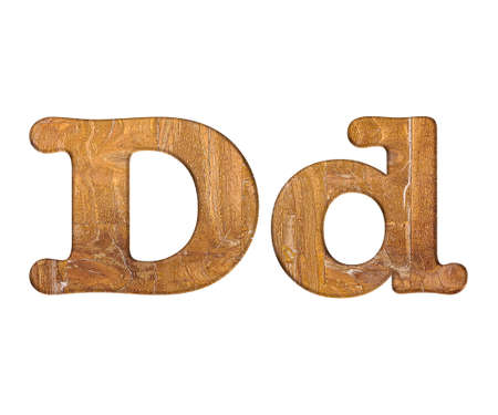 Illustration with D letter in wooden on white background の写真素材