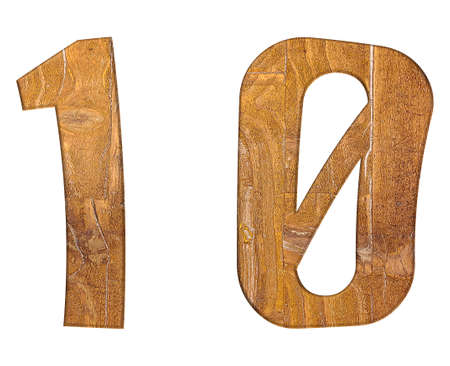 Illustration with number 10 in wooden on white background の写真素材