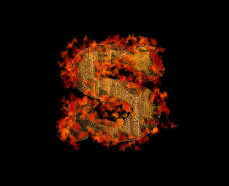 Illustration with a letter S wooden burning の写真素材