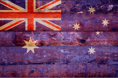 Illustration with a wooden flag of Australia の写真素材