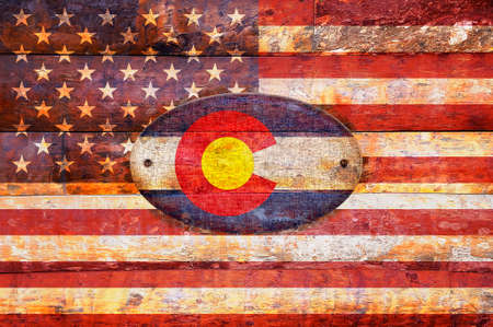 Illustration with a wooden flag of Colorado の写真素材