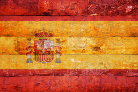 Illustration with a wooden sign of Spain の写真素材