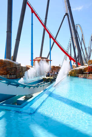 SALOU, SPAIN - APRIL 18  PortAventura theme park in Abril 18, 2014 in Salou, Spain  Shambhala is the...