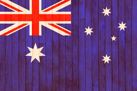 Australia flag background of old wood with knots の写真素材