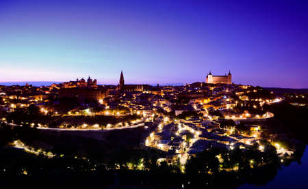 Night view of Toledo city in Spain from cigarrales の写真素材